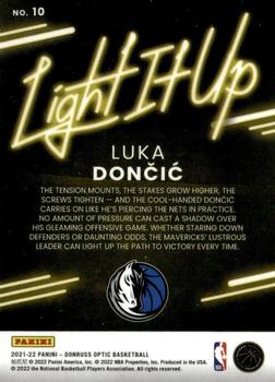 2021-22 Donruss Optic - Light It Up #10 Luka Doncic Back