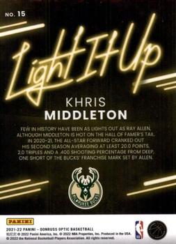 2021-22 Donruss Optic - Light It Up #15 Khris Middleton Back