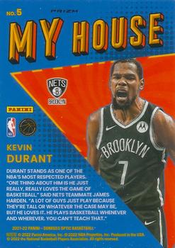 2021-22 Donruss Optic - My House Holo #5 Kevin Durant Back