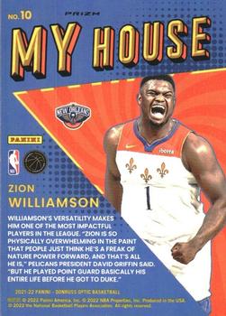 2021-22 Donruss Optic - My House Purple #10 Zion Williamson Back