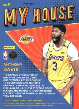 2021-22 Donruss Optic - My House Purple #11 Anthony Davis Back