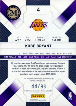 2009-10 Panini Threads - Century Proof Gold #4 Kobe Bryant Back