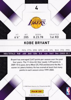 2009-10 Panini Threads - Century Proof Orange #4 Kobe Bryant Back