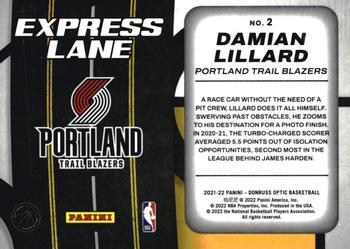 2021-22 Donruss Optic - Express Lane #2 Damian Lillard Back