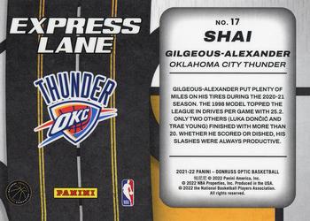 2021-22 Donruss Optic - Express Lane #17 Shai Gilgeous-Alexander Back