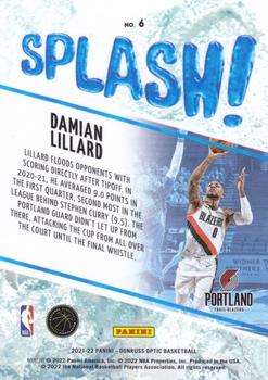 2021-22 Donruss Optic - Splash! #6 Damian Lillard Back