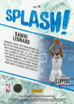 2021-22 Donruss Optic - Splash! #15 Kawhi Leonard Back
