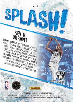 2021-22 Donruss Optic - Splash! Holo #7 Kevin Durant Back