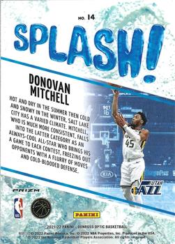 2021-22 Donruss Optic - Splash! Holo #14 Donovan Mitchell Back