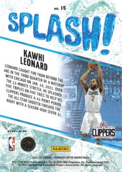 2021-22 Donruss Optic - Splash! Holo #15 Kawhi Leonard Back