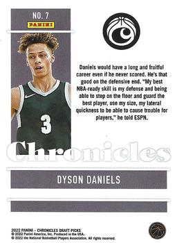 2022 Panini Chronicles Draft Picks #7 Dyson Daniels Back