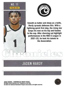 2022 Panini Chronicles Draft Picks #11 Jaden Hardy Back