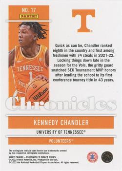 2022 Panini Chronicles Draft Picks #17 Kennedy Chandler Back