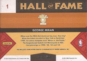 2009-10 Panini Timeless Treasures - HOF Materials Jerseys #1 George Mikan Back