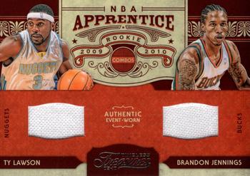 2009-10 Panini Timeless Treasures - NBA Apprentice Combo Materials #12 Ty Lawson / Brandon Jennings Front