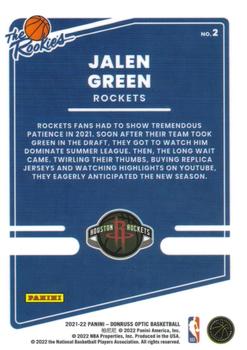 2021-22 Donruss Optic - The Rookies #2 Jalen Green Back