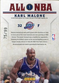 2009-10 Playoff National Treasures - All NBA Materials #1 Karl Malone Back