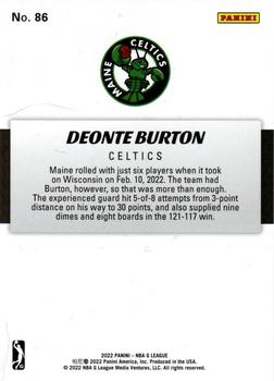 2021-22 Panini NBA G League Box Set #86 Deonte Burton Back