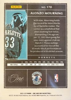 2021-22 Panini One and One #170 Alonzo Mourning Back