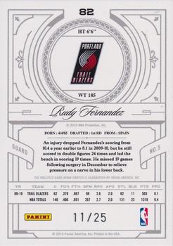 2009-10 Playoff National Treasures - Century Materials Prime #82 Rudy Fernandez Back