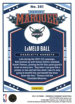 2021-22 Panini Chronicles - Green Ice #361 LaMelo Ball Back