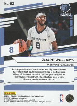 2021-22 Panini Chronicles - Pink #62 Ziaire Williams Back
