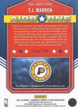 2021-22 Panini Chronicles - Airborne Signatures #AIR-TJW T.J. Warren Back