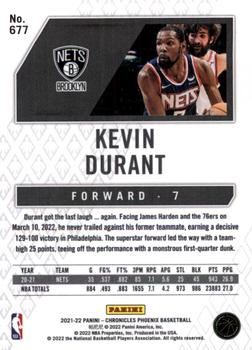 2021-22 Panini Chronicles - Silver #677 Kevin Durant Back