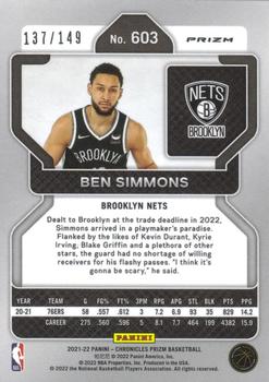 2021-22 Panini Chronicles - Red #603 Ben Simmons Back