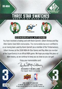 2009-10 SP Game Used - 3 Star Swatches #3S-AGA Gilbert Arenas / Ray Allen / Kevin Garnett Back