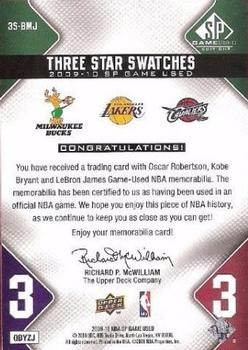 2009-10 SP Game Used - 3 Star Swatches #3S-BMJ Kobe Bryant / LeBron James / Oscar Robertson Back