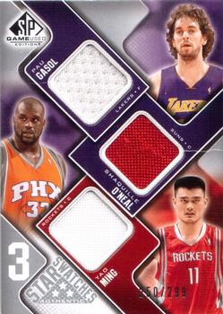 2009-10 SP Game Used - 3 Star Swatches #3S-GMO Yao Ming / Pau Gasol / Shaquille O'Neal Front