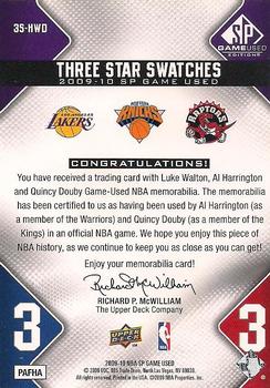 2009-10 SP Game Used - 3 Star Swatches #3S-HWD Luke Walton / Quincy Douby / Al Harrington Back