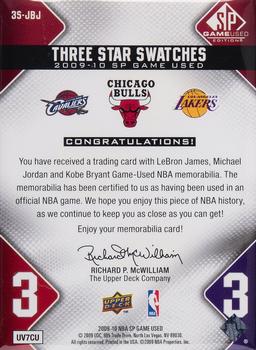 2009-10 SP Game Used - 3 Star Swatches #3S-JBJ LeBron James / Michael Jordan / Kobe Bryant Back