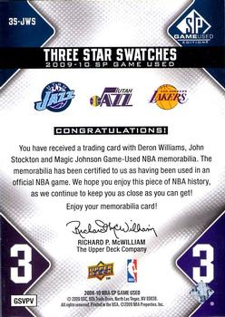 2009-10 SP Game Used - 3 Star Swatches #3S-JWS John Stockton / Deron Williams / Magic Johnson Back