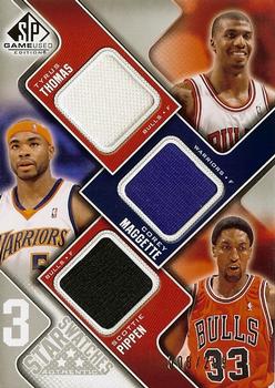 2009-10 SP Game Used - 3 Star Swatches #3S-MPT Scottie Pippen / Tyrus Thomas / Corey Maggette Front