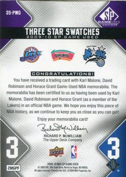 2009-10 SP Game Used - 3 Star Swatches #3S-PMG David Robinson / Horace Grant / Karl Malone Back