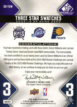 2009-10 SP Game Used - 3 Star Swatches #3S-TUW Jamaal Tinsley / Beno Udrih / Deron Williams Back