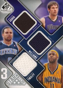 2009-10 SP Game Used - 3 Star Swatches #3S-TUW Jamaal Tinsley / Beno Udrih / Deron Williams Front