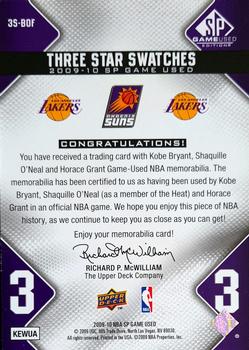 2009-10 SP Game Used - 3 Star Swatches 125 #3S-BOF Kobe Bryant / Horace Grant / Shaquille O'Neal Back