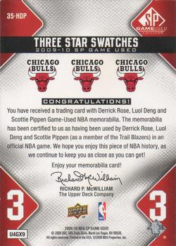 2009-10 SP Game Used - 3 Star Swatches 125 #3S-HDP Scottie Pippen / Derrick Rose / Luol Deng Back