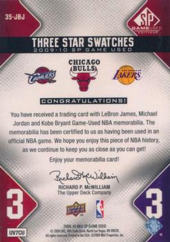 2009-10 SP Game Used - 3 Star Swatches 125 #3S-JBJ LeBron James / Michael Jordan / Kobe Bryant Back