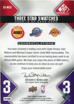 2009-10 SP Game Used - 3 Star Swatches 125 #3S-MCD Michael Cooper / Clyde Drexler / Karl Malone Back