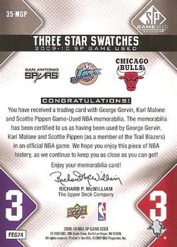 2009-10 SP Game Used - 3 Star Swatches 125 #3S-MGP Karl Malone / Scottie Pippen / George Gervin Back