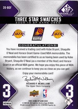 2009-10 SP Game Used - 3 Star Swatches 50 #3S-BOF Kobe Bryant / Horace Grant / Shaquille O'Neal Back