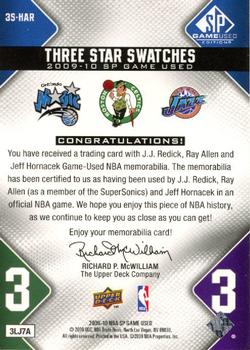 2009-10 SP Game Used - 3 Star Swatches 50 #3S-HAR Ray Allen / J.J. Redick / Jeff Hornacek Back