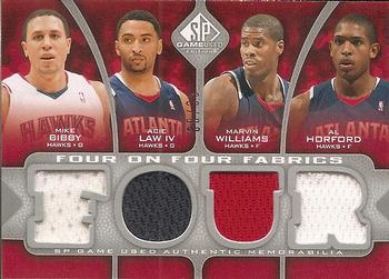 2009-10 SP Game Used - 4 on 4 Fabrics #NNO Mike Bibby / Acie Law IV / Marvin Williams / Al Horford / Mario Chalmers / Dwyane Wade / Jermaine O'Neal / Udonis Haslem Front