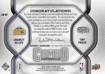2009-10 SP Game Used - Combo Materials #CM-BP Chauncey Billups / Tony Parker Back