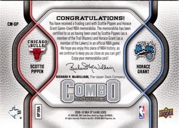 2009-10 SP Game Used - Combo Materials #CM-GP Horace Grant / Scottie Pippen Back