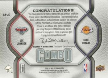 2009-10 SP Game Used - Combo Materials #CM-JK Joe Johnson / Kobe Bryant Back
